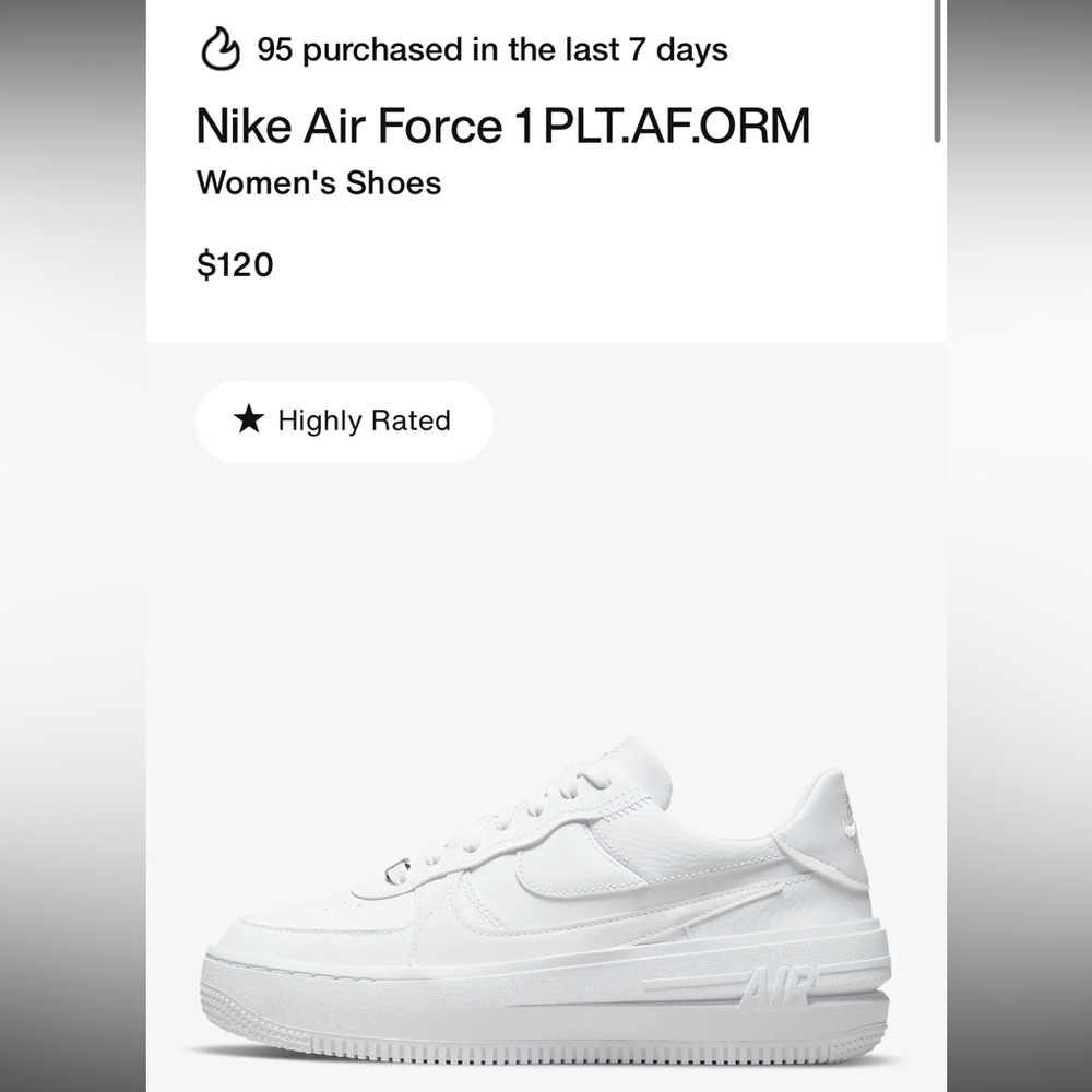 Nike Women's Air Force 1 PLT.AF.ORM us6.5